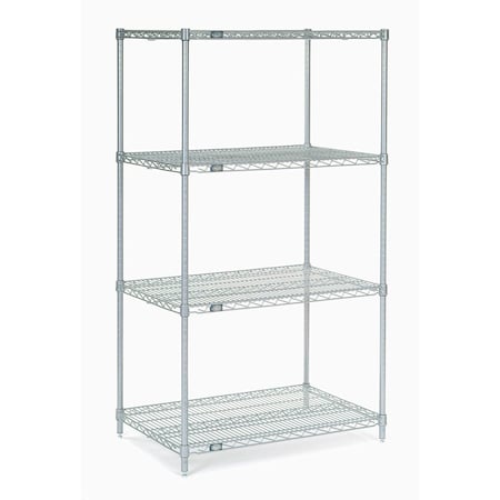 Nexelate Wire Shelving Starter Unit, Silver Epoxy, 30W X 14D X 54H